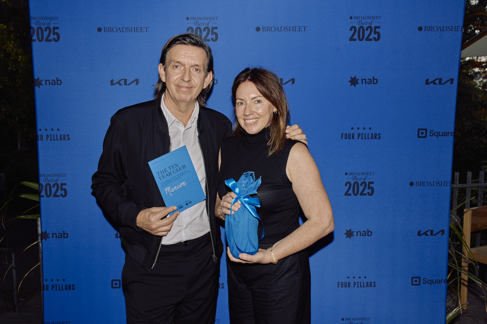Andrew McConnell and Jo McGann accepting Marion's Ten-Year Club award, at Broadsheet's Best of 2025 event last month. Photo: Chege Mbuthi